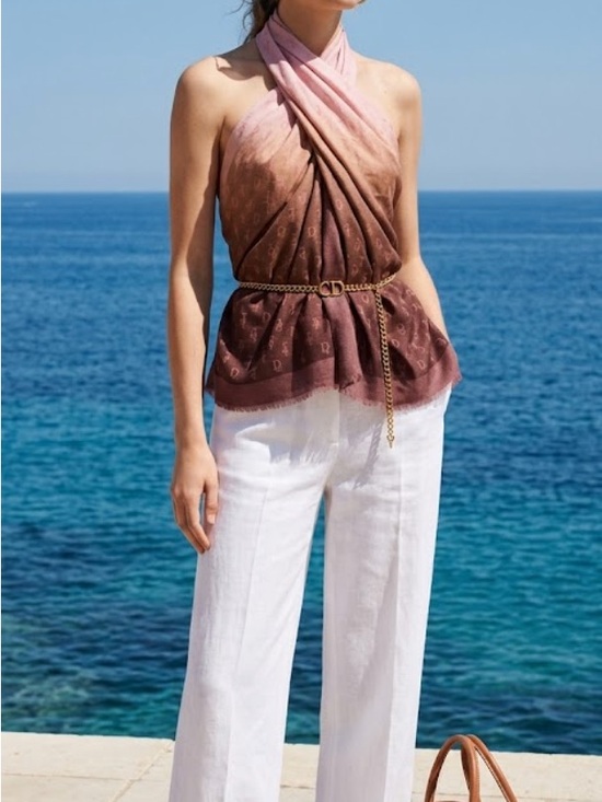 Dior Accessories - Dior Ombre Pink to Brown Signature Logo Shawl designer scarf